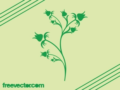 Blooming Green Flower Silhouette Free Vector