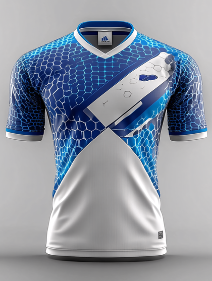 Blue And White Hexagonal Pattern Jersey