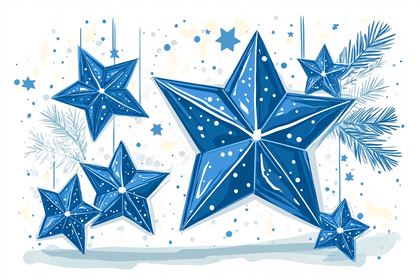 Blue Christmas Star Ornaments