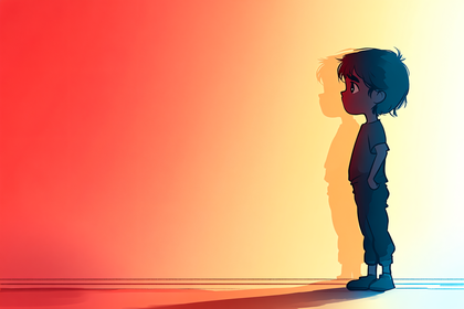 Boy Standing Shadow Gradient