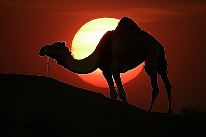 Camel Silhouette Sunset
