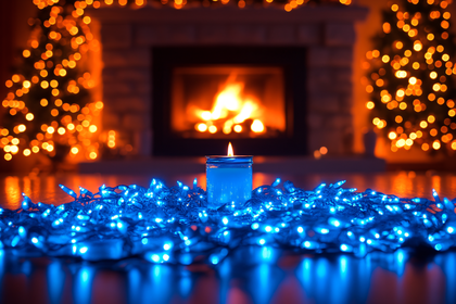 Candlelight Christmas Fireplace Scene