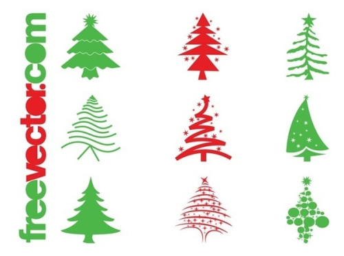 Christmas Trees Icons Free Vector