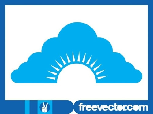 Cloud and Sun Icon Free Vector