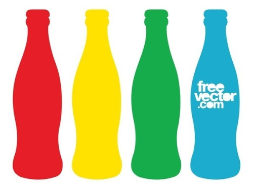 Colorful Beverage Contour Bottles Free Vector