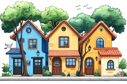 Colorful Cartoon Townhouses