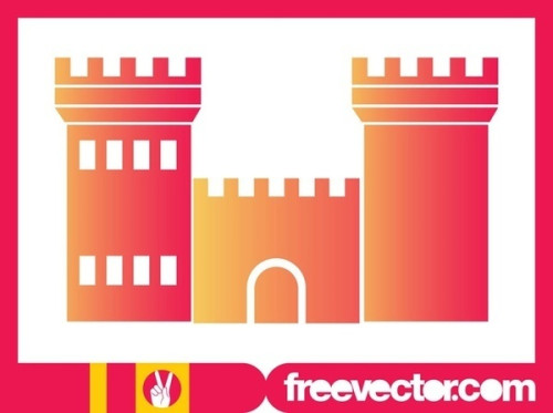 Colorful Castle Silhouette Free Vector