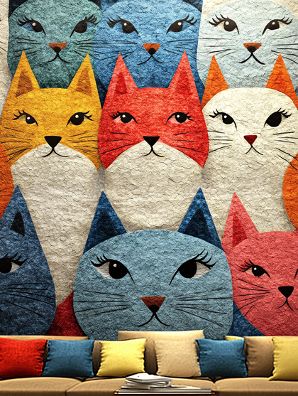 Colorful Cats Faces Pattern