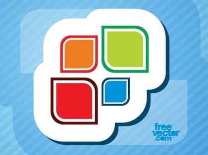 Colorful Sticker Free Vector
