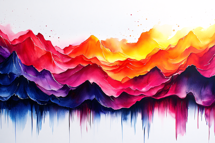 Colorful Watercolor Mountainscape