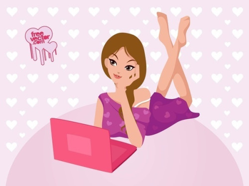 Computer Girl Free Vector