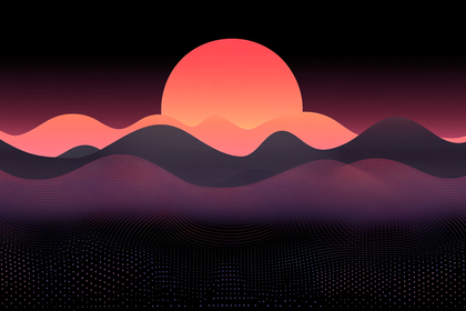 Crimson Sunset Over Undulating Terrain