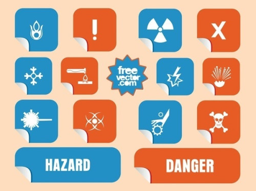 Danger Stickers Free Vector