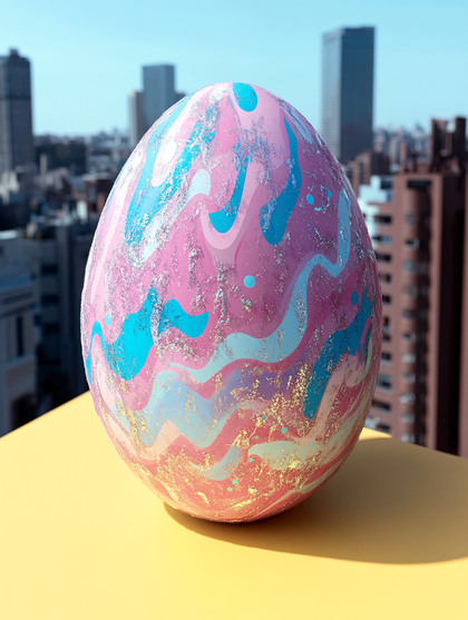 Decorated Easter Egg Urban Scene