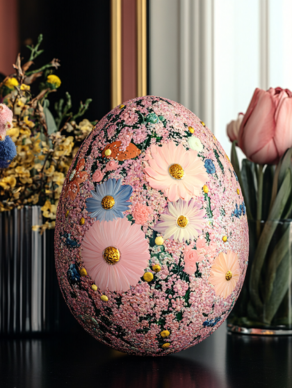 Decorated Floral Easter Egg