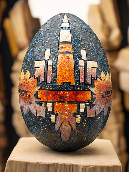 Decorative Easter Egg with Cityscape Design