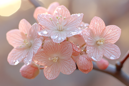 Delicate Pink Flowers with Water Droplets