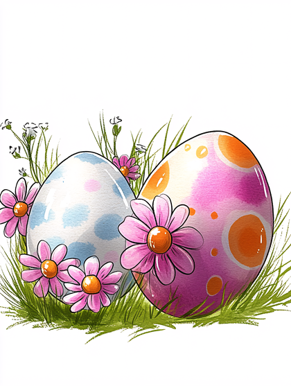 Easter Eggs With Flowers