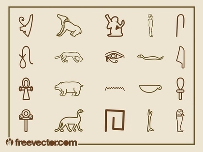 Egyptian Hieroglyphs Set Free Vector