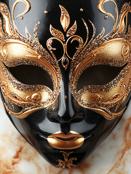 Free Download Elegant Venetian Mask Black And White With Gold Ornaments