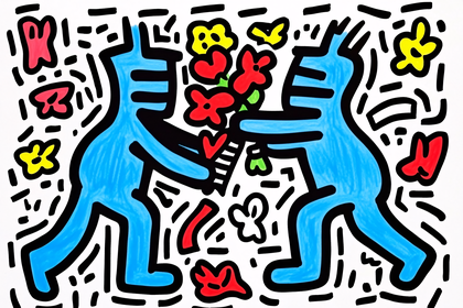 Figures Exchanging Flowers