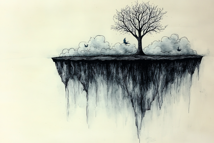 Floating Island with Tree and Birds