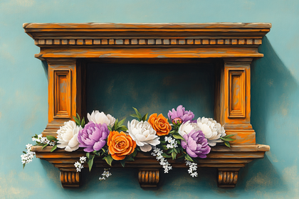 Floral Arrangement in Ornate Frame