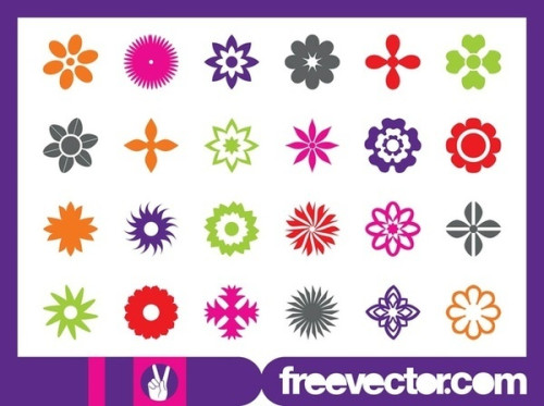 Floral Blossom Icons Free Vector