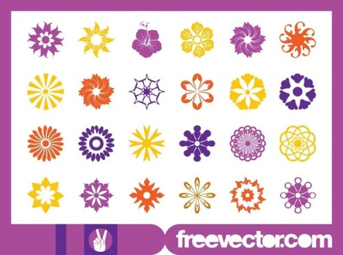 Floral Blossoms Icons Set Free Vector