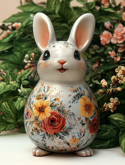 Floral Bunny Figurine