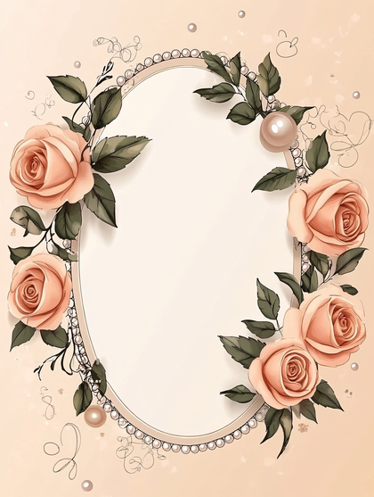 Floral Frame - Roses and Pearls