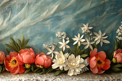 Floral Still Life with Peonies and White Flowers