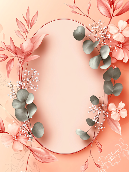 Floral Watercolor Circle Frame