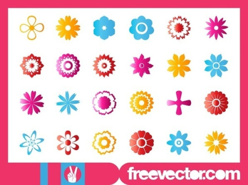 Flower Blossoms Icon Set Free Vector