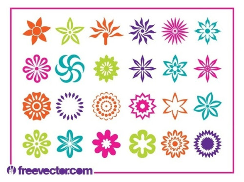 Flower Blossoms Icons Set Free Vector