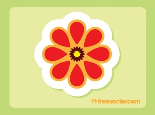 Flower Sticker Free Vector