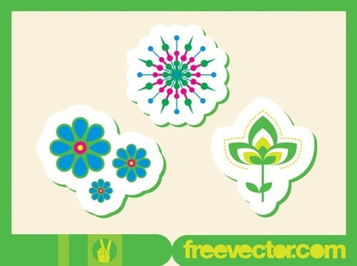 Flowers Stickers Free Vector