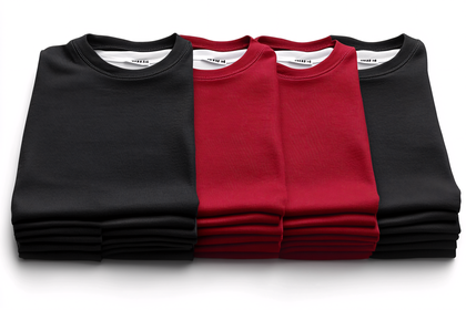 Folded Black and Red Sweatshirts Mockup