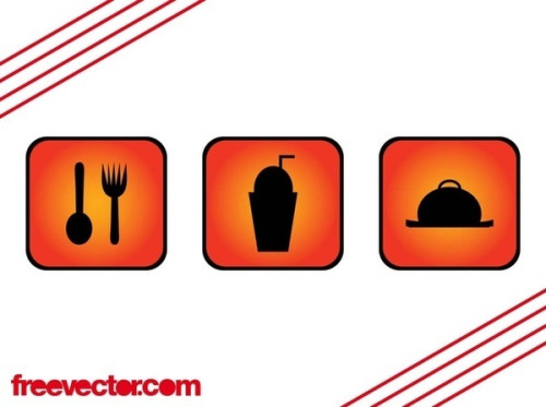 Foods and Drinks Icons Free Vector