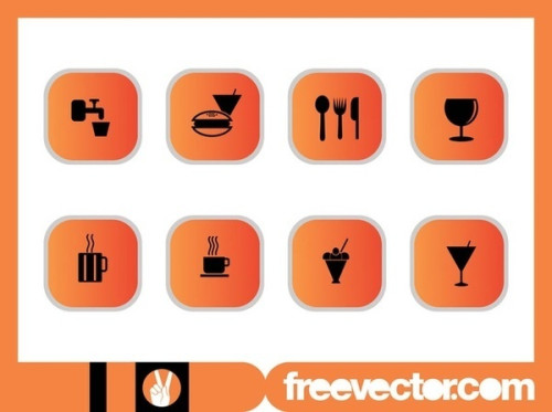 Foods and Drinks Icons Set Free Vector