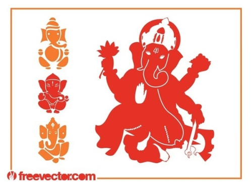 Ganesha Silhouettes Free Vector