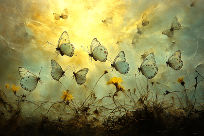 Golden Butterflies and Dandelions