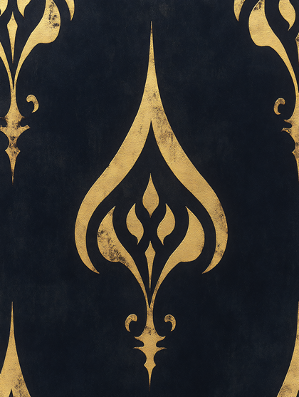 Golden Damask Ornament on Dark Background