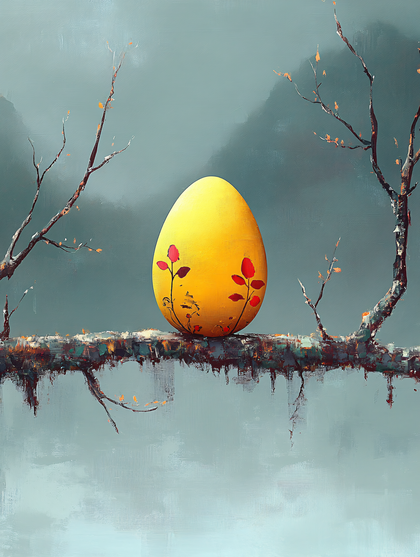 Golden Easter Egg on Branch