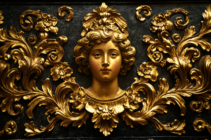 Golden Woman Bust with Floral Ornament