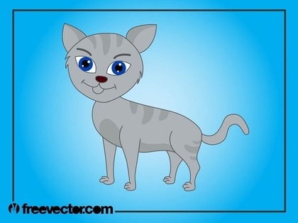 Gray Cartoon Cat Free Vector