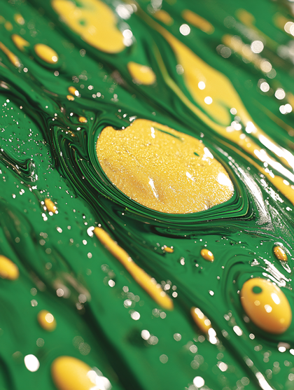Green and Gold Abstract Fluid Art