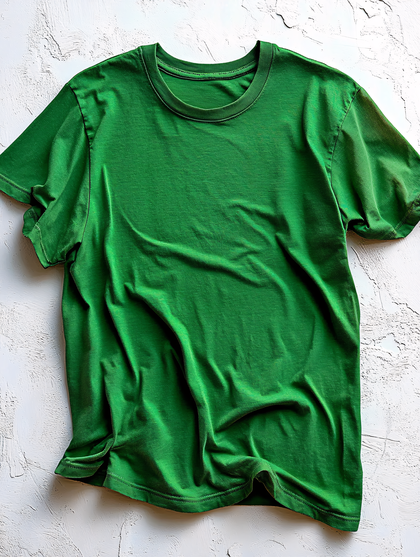 Green T-Shirt On Textured White Surface