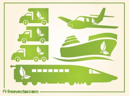 Green Transportation Icons Free Vector