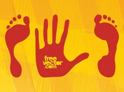 Hand and Feet Prints Free Vector